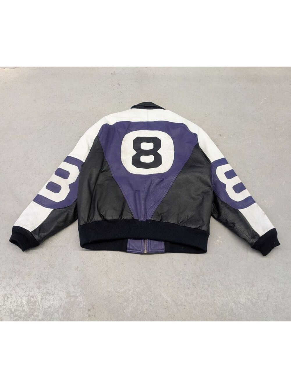 Rare Vintage 90s 8 Ball Purple White Black Leather Jacket